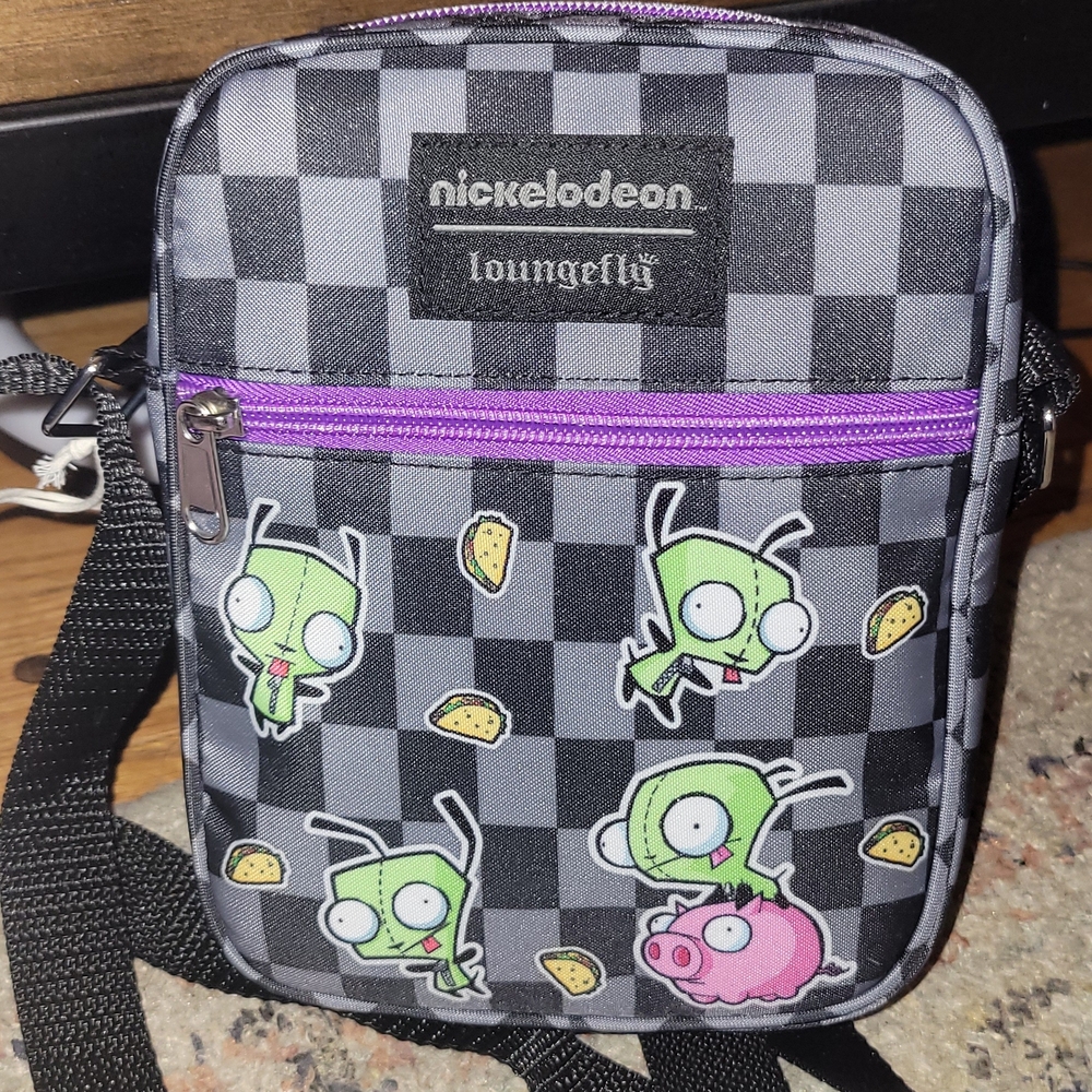 Loungefly Nickelodeon Invader Zim Crossbody- Black and Purple